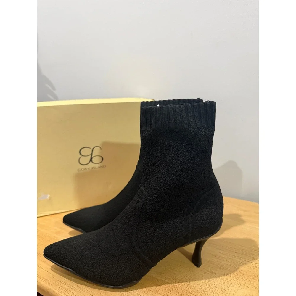 BelleVoyage Minimalist Pointed Toe‎ Stiletto Ankle Boots black size 7.5